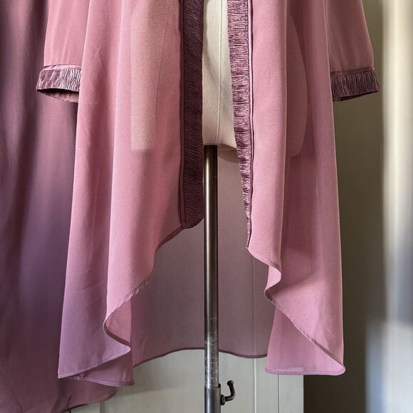 Maya Brooke Chiffon Sheer Pant Duster Set Women 8 Mauve Wedding Party Evening - Picture 4 of 16
